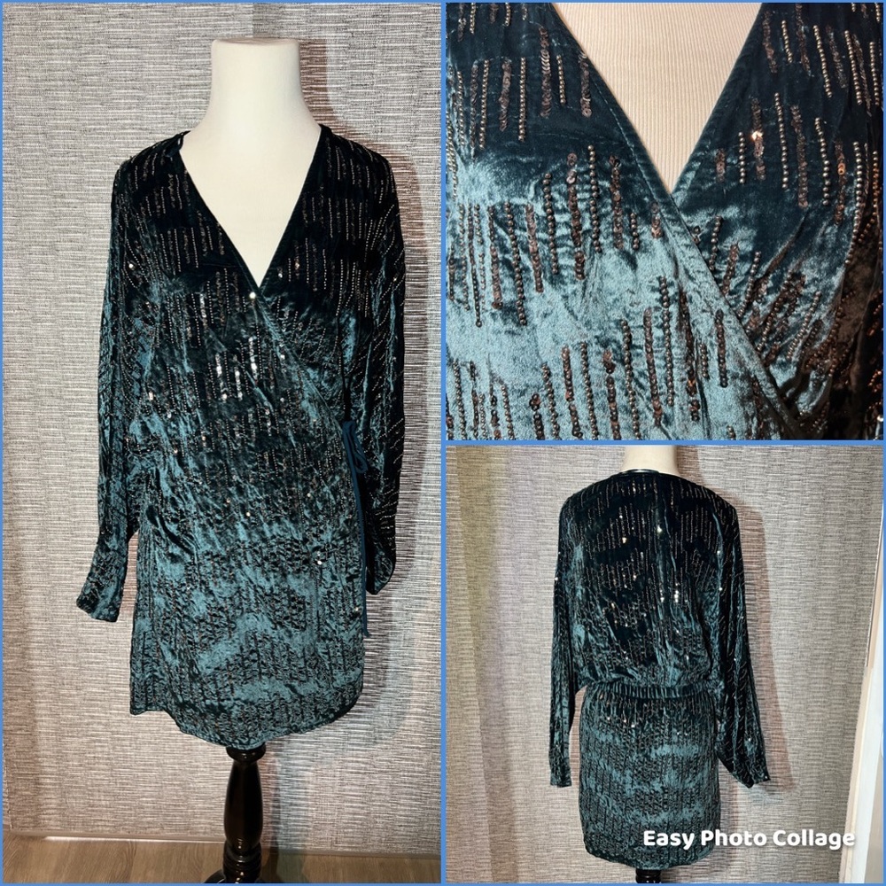 Zara beaded velvet wrap dress